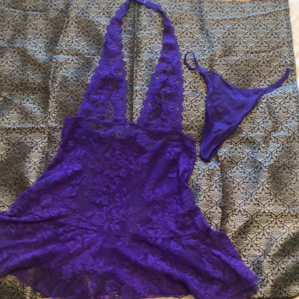 Purple teddy with matching thong